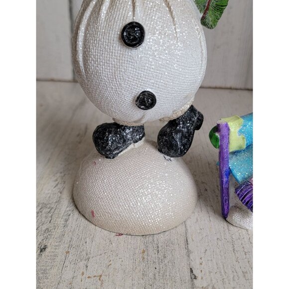Snowman glitter set top hat mistletoe xmas figure decor snow unique - Picture 2 of 8